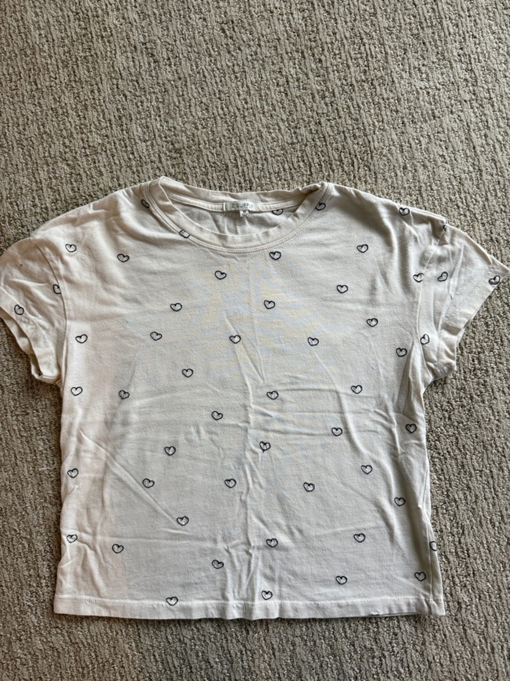 Z Supply Embroidered Hearts Short Sleeve Tee